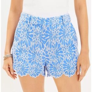 Ann Taylor Loft Shorts Womens 2 All Over Lace Eyelet Riviera Baby Blue Scalloped
